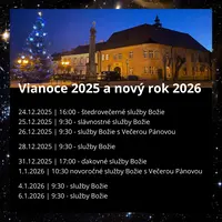 Služby Božie: Vianoce 2025 a nový rok 2026 - pozývame!