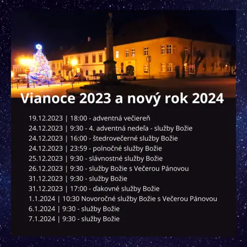 Služby Božie: Vianoce 2023 a nový rok 2024 - pozývame!